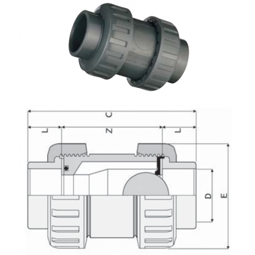 Raccords PVC piscine : Clapet anti-retour transparent - Ø 50