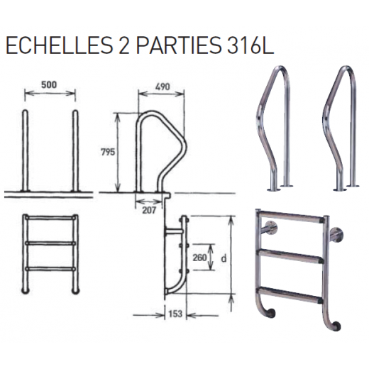 Echelle inox en 2 parties 4...